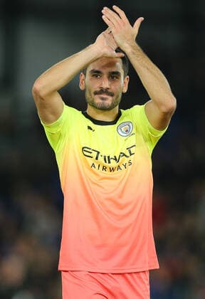Manchester CityÕs Ilkay Gundogan celebrates after the Premier League match at Selhurst Park, London. Picture date: 19th October 2019. Picture credit should read: Paul Terry Sportimage EDITORIAL USE ONLY. No use with unauthorised audio, video, data, fixture lists, club league logos or live services. Online in-match use limited to 120 images, no video emulation. No use in betting, games or single club league player publications. SPI-0262-0083