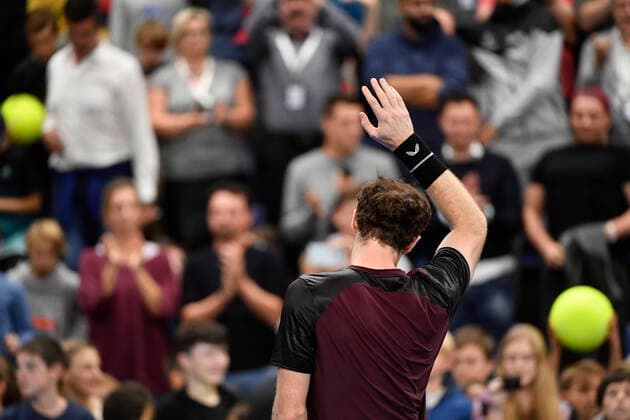 British Andy Murray celebrates after winning a tennis game against Swiss Stanislas Wawrinka, in the final of the men s singles tournament at the European Open ATP, Tennis Herren Antwerp, Sunday 20 October 2019 in Antwerp. This year s edition of the tournament is taking place from 14 to 20 October. JOHNxTHYS  x05690727x