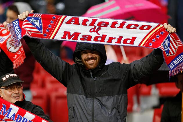 Atletico s fan during UEFA Champions League match, groups between Atletico de Madrid and Bayern 04 Leverkusen at Wanda Metropolitano Stadium in Madrid, Spain. October, Tuesday 21, 2019.  (20191022017)