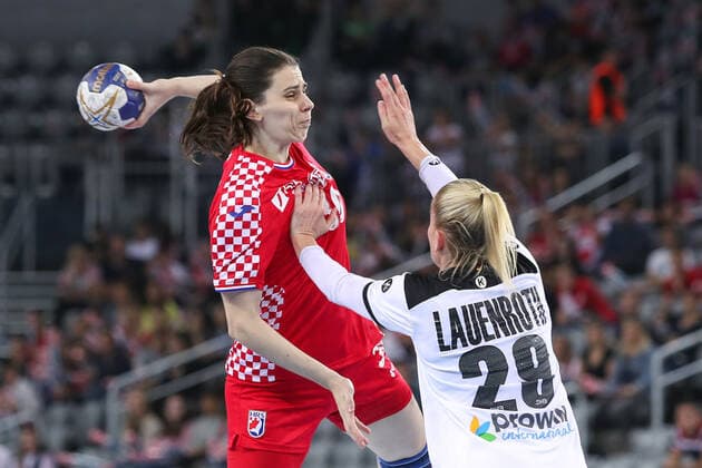 Friendly match between Croatia and Germany at the Zagreb Arena 23.10.2019., Croatia, Zagreb - Friendly handball match between Croatia and Germany at the Zagreb Arena. Ivana Dezic, Antje Lauenroth.  LukaxStanzl PIXSELL