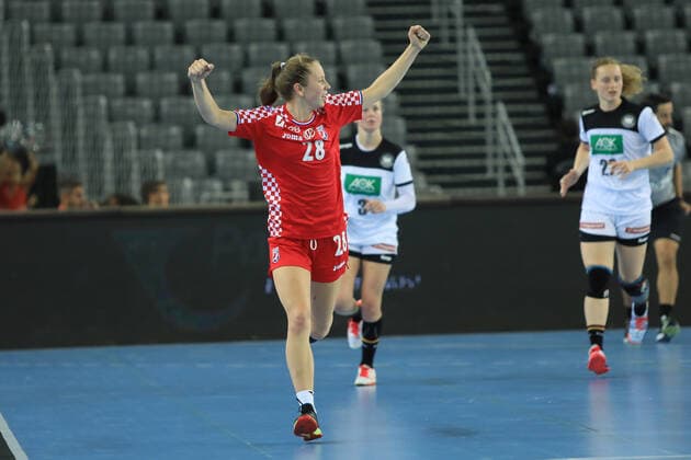 Zagreb, 23.10.2019. - Friendly handball match between Croatia and Germany (women) at the Zagreb Arena. Croatia (red) - Germany (white) 21:21 Andrea SIMARA (28) 