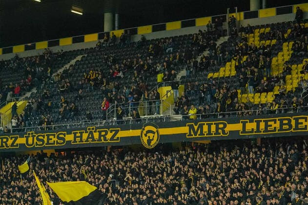 BERNE, SWITZERLAND - OCTOBER 24: Fans of BSC Young Boys cheering on their team during the Europa League Group G Stage football match between Young Boys and Feyenoord Rotterdam at Stade de Suisse on October 24, 2019 in Berne, Switzerland (Photo by Daniela Porcelli SPP) Copyright: xDanielaxPorcellix 20191024-18-35-31-DPJ09139