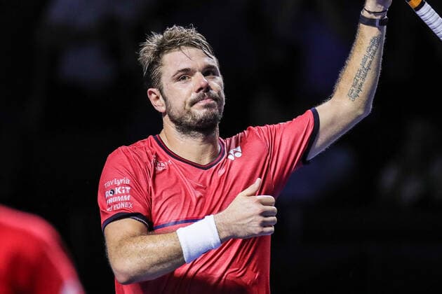 Sport Bilder des Tages Swiss Indoors ATP, Tennis Herren World Tour 500) - 2019 - 24-10-2019 Stan Wawrinka(SUI), beim Swiss Indoors (ATP World Tour 500) Tennisspiel 1 8-Finals Einzel zwischen Stan Wawrinka(SUI) und Frances Tiafoe(USA), am Donnerstag, den 24. Oktober 2019 St. Jakobshalle in Basel (Schweiz). Copyright: xBEAUTIFULxSPORTS G.xHubbsx