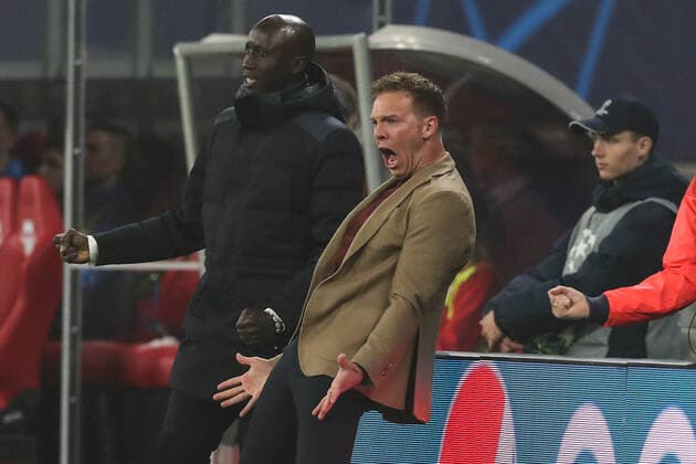 Bilder des Jahres 2019, Sport 10 Oktober Sport Themen der Woche KW43 Torjubel - Trainer Julian Nagelsmann (RB Leipzig) freut sich über das 2-1 von Marcel Sabitzer (RB Leipzig) - Gruppe G Gruppenphase Champions League Saison 2019-2020 RasenBallsport Leipzig vs. FC Zenit St. Petersburg in der Red Bull Arena in Leipzig - Fußball,Deutschland,23.10.2019 *** Coach Julian Nagelsmann RB Leipzig is happy about the 2 1 of Marcel Sabitzer RB Leipzig Group G Group Phase Champions League Season 2019 2020 Lawnball Leipzig vs. FC Zenit St Petersburg in the Red Bull Arena in Leipzig Football,Germany,23 10 2019