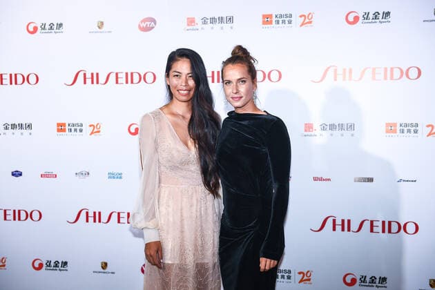 SHENZHEN, CHINA - OCTOBER 25: Hsieh Su-wei (L) of Chinese Taipei and Barbora Strycova of the Czech Republic attend 2019 WTA, Tennis Damen Finals Shenzhen Gala Evening & Draw Ceremony at Hilton Hotel on October 25, 2019 in Shenzhen, Guangdong Province of China.  Copyright: xVCGx CFP111256393486 