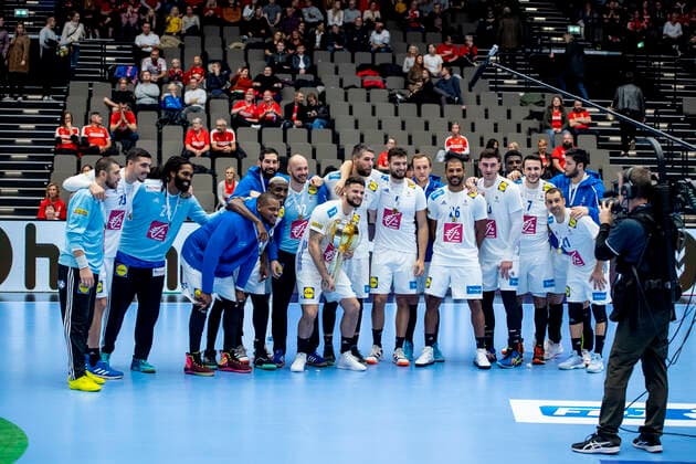 Handball Golden League Match between France and Spain at Gigantium Arena, Aalborg, Denmark, Saturday Oct. 26, 2019. Frankrig vinder efter straffekast. , Aalborg Copyright: FotografxRenéxSchütze RenéxSchützex cop104 spdk20191026-160014-L