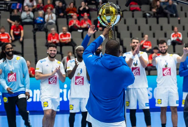 Handball Golden League Match between France and Spain at Gigantium Arena, Aalborg, Denmark, Saturday Oct. 26, 2019. Frankrig vinder efter straffekast. , Aalborg Copyright: FotografxRenéxSchütze RenéxSchützex cop104 spdk20191026-160017-L