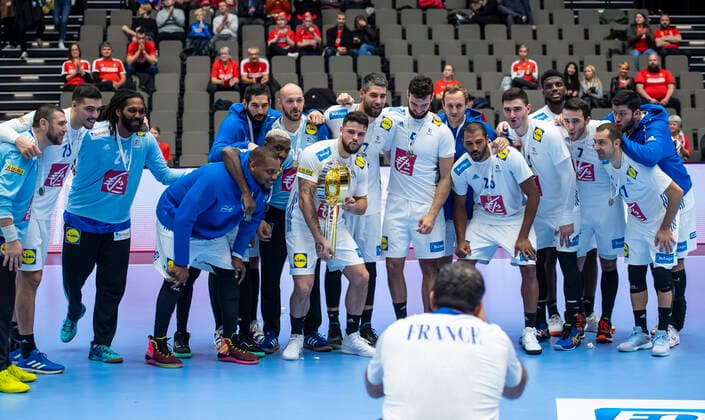 Handball Golden League Match between France and Spain at Gigantium Arena, Aalborg, Denmark, Saturday Oct. 26, 2019. Frankrig vinder efter straffekast. , Aalborg Copyright: FotografxRenéxSchütze RenéxSchützex cop104 spdk20191026-160030-L