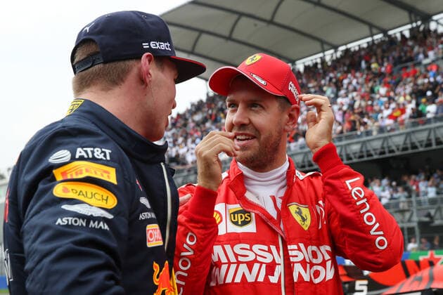 Photo4 LaPresse 26 10 2019 Mexico City, Mexico Grand Prix Formula One Mexico 2019 In the pic: Max Verstappen (NED) Red Bull Racing RB15 and Sebastian Vettel (GER) Scuderia Ferrari SF90  Copyright: xPhoto4 LaPressex