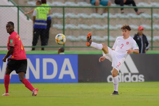Fußball, U17 WM, Angola - Kanada Sub 17 Angola e Canada BRASÍLIA, DF - 29.10.2019: SUB 17 ANGOLA E CANADA - Kobe Franklin during Under 17 Angola and Canada. Match valid for the FIFA U17, U 17 World Cup group stage. Bezerrão Stadium in Gama. Brasilia DF. (Photo: Reinaldo Reginato Fotoarena) x1821901x  ReinaldoxReginato