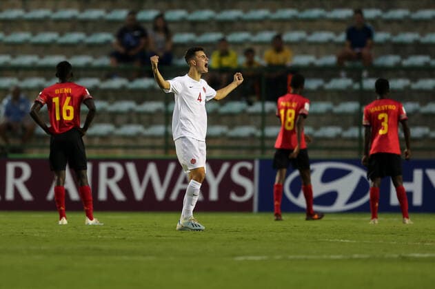 FuÃŸball, U17 WM, Angola - Kanada 29th October 2019; Bezerrao Stadium, Brasilia, Distrito Federal, Brazil; FIFA U-17 World Cup Brazil 2019, Angola versus Canada; Damiano Pecile of Canada celebrates the goal by Jacen Russell-Rowe in the 49th minute, 1-1 - Editorial Use  ActionPlus12182008 HeulerxAndrey