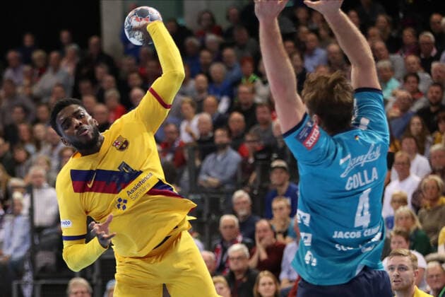 SG Flensburg-Handewitt vs FC Barcelona, Barca Handball, EHF Champions League Gruppenphase, 30.10.19 Cedric Sorhaindo (FC Barcelona, 10) gegen Johannes Golla (SG Flensburg-Handewitt, 04) Copyright: xBEAUTIFULxSPORTS MarioxM.xKobergx