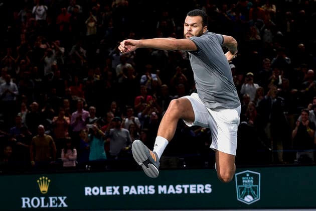 Bilder des Jahres 2019, Sport 10 Oktober joie de Jo Wilfried Tsonga (fra) en fin de match TENNIS : Rolex Paris Masters - 30 10 2019 JBAutissier Panoramic 