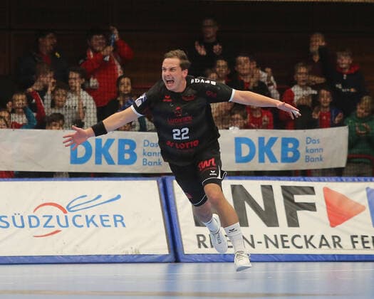 Jannik Hofmann (Ludwigshafen, 22) bejubelt seinen Treffer beim Spiel TSG Ludwigshafen Friesenheim vs. Bergischer HC in der 1. Handball Bundesliga am 31.10.2019, TSG Ludwigshafen Friesenheim - Bergischer HC, Handball, 1. Bundesliga, 31.10.2019 Ludwigshafen Copyright: xEibner-Pressefotox xMichaelxBermelx