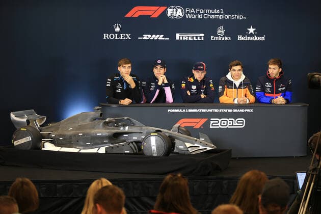 31st October 2019; Circuit of the Americas, Austin, Texas, United States of America; F1 United States Grand Prix, team arrival day; ROKiT Williams Racing, George Russell, SportPesa Racing Point, Lance Stroll, Aston Martin Red Bull Racing, Max Verstappen, McLaren, Lando Norris and Scuderia Toro Rosso, Pierre Gasly - Editorial Use  ActionPlus12182303 LeannexBoon