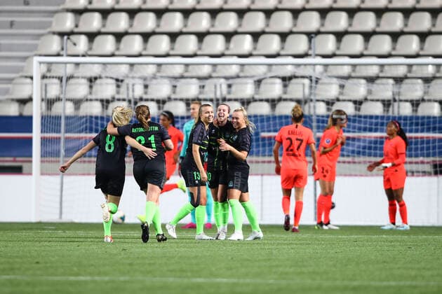 joie equipe (Breidablik) FOOTBALL : PSG vs Breidablik - Ligue des Champions Feminine - 31 10 2019 GwendolineLeGoff Panoramic 