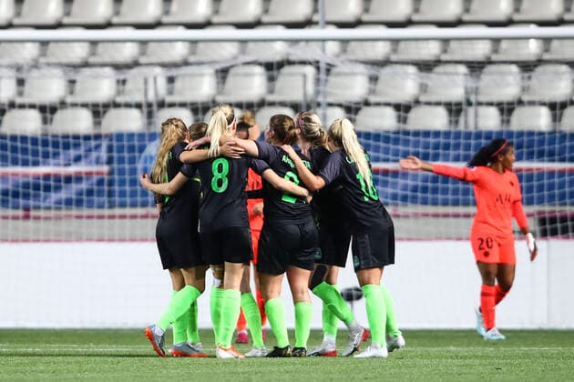 joie equipe (Breidablik) FOOTBALL : PSG vs Breidablik - Ligue des Champions Feminine - 31 10 2019 GwendolineLeGoff Panoramic 