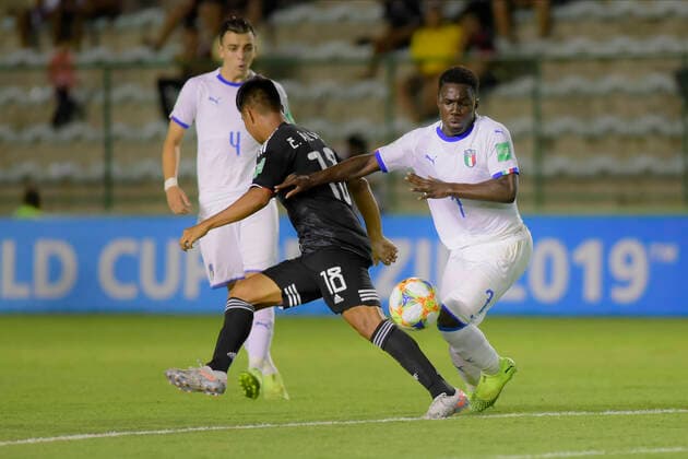 Sub 17 Mexico e Itália BRASÍLIA, DF - 31.10.2019: SUB 17 MEXICO E ITÁLIA - Efrain Alvarez and Franco Tongya during Under 17 Mexico and Italy. Match valid for the FIFA U17, U 17 World Cup group stage. Bezerrão Stadium in Brasilia, DF. (Photo: Reinaldo Reginato Fotoarena) x1823599x  ReinaldoxReginato