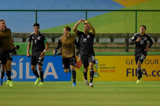 Sub 17 Mexico e Itália BRASÍLIA, DF - 31.10.2019: SUB 17 MEXICO E ITÁLIA - Efrain Alvarez scores for Mexico during U17, U 17 Mexico and Italy. Match valid for the FIFA U17 World Cup group stage. Bezerrão Stadium in Brasilia, DF. (Photo: Reinaldo Reginato Fotoarena) x1823638x  ReinaldoxReginato