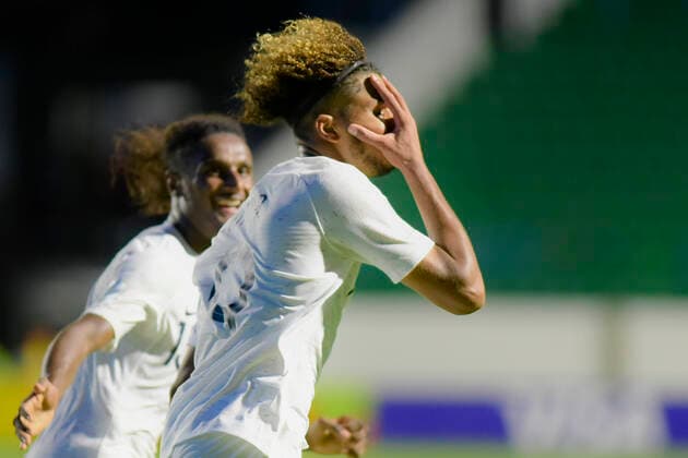 Sub 17 Haiti e França GOIÂNIA, GO - 02.11.2019: SUB 17 HAITI E FRANÇA - Georginio Rutter scores his second goal in the match for France during Under 17 Haiti and France. Match valid for the FIFA U17, U 17 World Cup group stage. Serrinha Stadium. Goiânia, GO. (Photo: Reinaldo Reginato Fotoarena) x1824653x  ReinaldoxReginato