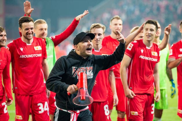 Jubel, Sieg, Freude, Union Berlin vs Hertha BSC, 02.10.2019, DFL regulations prohibit any use of photographs as image sequences and or quasi-video, GER, Berlin, 02.11.19, Union Berlin vs Hertha BSC, Fussball, DFL, Berlin Copyright: xUwexKochx EP_EER