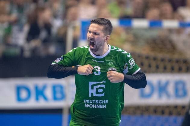 Handball Berlin 03.11.2019 1. Bundesliga HBL Saison 2019 2020 Füchse Berlin - Rhein-Neckar Löwen Fabian Wiede (Füchse Berlin, No.03) Jubel