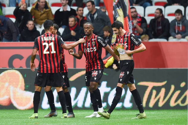 25 WYLAN CYPRIEN (NICE) - 08 PIERRE LEES MELOU (NICE) - JOIE FOOTBALL : Nice vs Reims - Ligue 1 Conforama - 03 11 2019 FEP Panoramic 