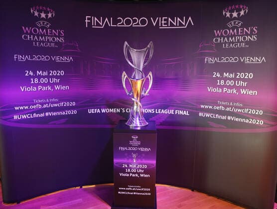 WOMEN SOCCER - CL, final, press conference, PK, Pressekonferenz VIENNA,AUSTRIA,04.NOV.19 - WOMEN SOCCER - UEFA Women s Champions League, final, preview, press conference. Image shows the trophy. GEPAxpictures xChristianxOrt