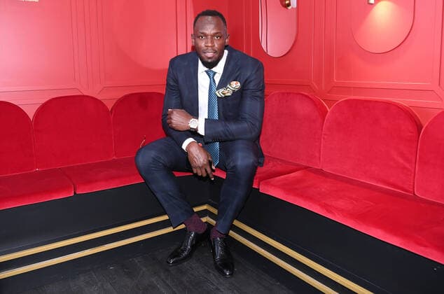 Sport Bilder des Tages RACING MELBOURNE CUP COLOUR, Usain Bolt in seen in the Mumm marquee in the Birdcage on Melbourne Cup Day at Flemington Racecourse in Melbourne, Tuesday, November 5, 2019. ( NO ARCHIVING, EDITORIAL USE ONLY, NO USE IN BOOKS WITHOUT CONSENT MELBOURNE VIC AUSTRALIA  Copyright: xJULIANxSMITHx 20191105001430917413