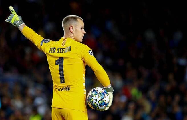 FC Barcelona, Barca s goalkeeper Marc-Andre Ter Stegen in action during the UEFA Champions League group F between FC Barcelona and Slavia Prague at Camp Nou stadium in Barcelona, Catalonia, Spain, 05 November 2019. FC Barcelona - Slavia Prague !ACHTUNG: NUR REDAKTIONELLE NUTZUNG!  Copyright: xAlejandroxGarciax GRAF3279 20191105-637085812525666220