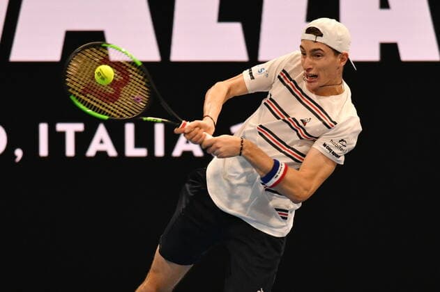 November 5, 2019, Milano, Italy: ugo humbertduring Next Gen ATP, Tennis Herren Finals - Tournament round - Ugo Humbert vs Mikael Ymer, Tennis Internationals in Milano, Italy, November 05 2019 - LPS Tennis Internationals Next Gen ATP Finals - Tournament round - Ugo Humbert vs Mikael Ymer  - ZUMAl164 20191105_zsa_l164_050 Copyright: xAlessioxTarpinix