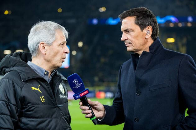 Champions League, Borussia Dortmund - Inter Mailand Lucien Favre (Trainer Borussia Dortmund) im Interview mit Sebastian Hellmann (Sky), Champions League, Borussia Dortmund - Inter Mailand, Dortmund, SIGNAL IDUNA PARK Copyright: xBEAUTIFULxSPORTS Wunderlx