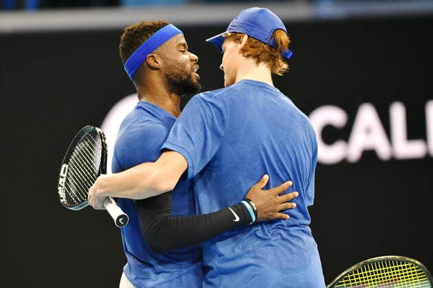 November 5, 2019, Milano, Italy: jannik sinner and frances tiafoeduring Next Gen ATP, Tennis Herren Finals - Tournament round - Frances Tiafoe vs J. Sinner, Tennis Internationals in Milano, Italy, November 05 2019 - LPS Tennis Internationals Next Gen ATP Finals - Tournament round - Frances Tiafoe vs J. Sinner  - ZUMAl164 20191105_zsa_l164_121 Copyright: xAlessioxTarpinix