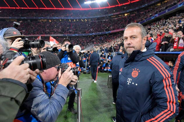 06.11.2019, Fussball UEFA Champions League 2019 2020, Gruppenphase, 4.Spieltag, FC Bayern München - Olympiakos Piräus, in der Allianz-Arena München, Trainer Hans-Dieter Flick (FC Bayern München) in seinem ersten Spiel als Trainer des FCB im Blickpunkt der Fotografen.
