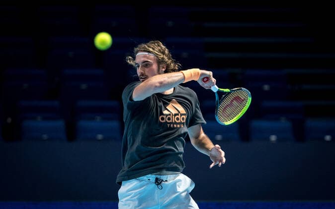 Stefanos Tsitsipas of Geece during practice at the Nitto ATP, Tennis Herren Finals Tennis London MEDIA DAY at the O2, London, England on 8 November 2019. Copyright: xAndyxRowlandx PMI-3189-0019