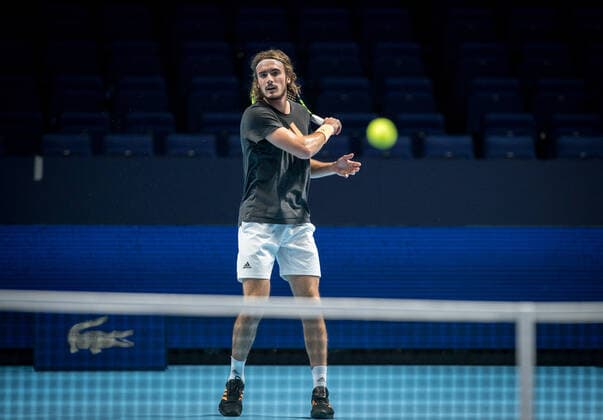 Stefanos Tsitsipas of Geece during practice at the Nitto ATP, Tennis Herren Finals Tennis London MEDIA DAY at the O2, London, England on 8 November 2019. Copyright: xAndyxRowlandx PMI-3189-0021