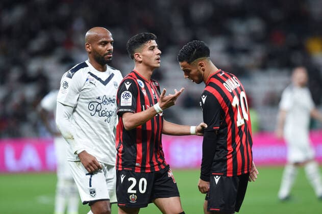 07 JIMMY BRIAND (BOR) - 20 YOUCEF ATAL (NICE) - 10 ADAM OUNAS (NICE) - DECEPTION - BLEUET DE FRANCE FOOTBALL : Nice vs Bordeaux - Ligue 1 Conforama - 08 11 2019 FEP Panoramic 