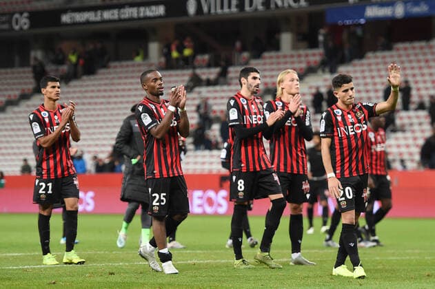 25 WYLAN CYPRIEN (NICE) - 20 YOUCEF ATAL (NICE) - FAIR PLAY - DECEPTION FOOTBALL : Nice vs Bordeaux - Ligue 1 Conforama - 08 11 2019 FEP Panoramic 