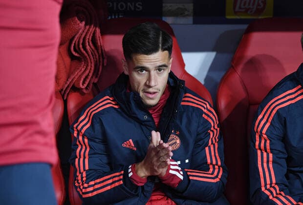 FUSSBALL CHAMPIONS LEAGUE SAISON 2019 2020 Vorrunde Gruppe B FC Bayern Muenchen - Olympiakos Piraeus 06.11.2019 Philippe Coutinho (FC Bayern Muenchen) auf der Ersatzbank