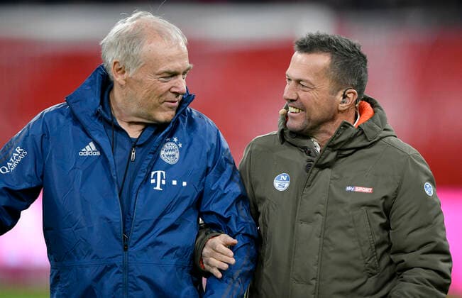 Sport Themen der Woche KW45 Sport Bilder des Tages Vor Spielbeginn: SKY Moderator Lothar Matthäus im Gespräch Diskussion mit Co-Trainer Coach Hermann Gerland FC Bayern München FCB Umarmung Gestik, Geste FC Bayern München FCB vs Borussia Dortmund BVB 09.11.2019 DFL REGULATIONS PROHIBIT ANY USE OF PHOTOGRAPHS AS IMAGE SEQUENCES AND OR QUASI-VIDEO FC Bayern München FCB vs Borussia Dortmund BVB