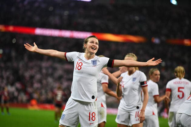 Ellen White (England , Lionesses) (18) bejubelt ihr 1:1 - ausgebreitete Arme, 09.11.2019, London (England), Fussball, Freundschaftsspiel - England - Deutschland