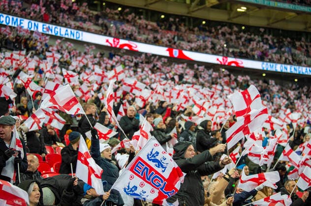 England x Germany LONDRES, LO - 09.11.2019: ENGLAND X GERMANY - England fans before the International Friendly, Länderspiel, Nationalmannschaft women between England and Germany at Wembley Stadium in London, England. Germany finally won the game 2-1 with the winner coming in the 90th minute. (Photo: Richard Callis Fotoarena) x1828226x  RichardxCallis