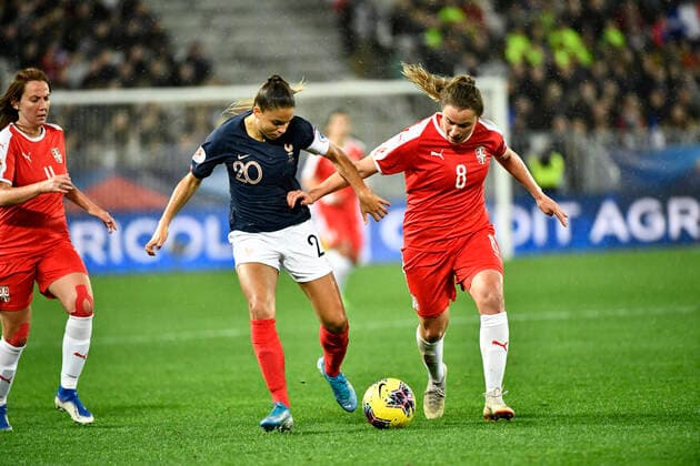 Fußball, Damen, EM-Quali, Frankreich - Serbien Delphine Cascarino (fr) FOOTBALL : France vs Serbie - Match de Qualification Euro 2021 Feminin - Bordeaux - 09 11 2019 ThierryBreton Panoramic 