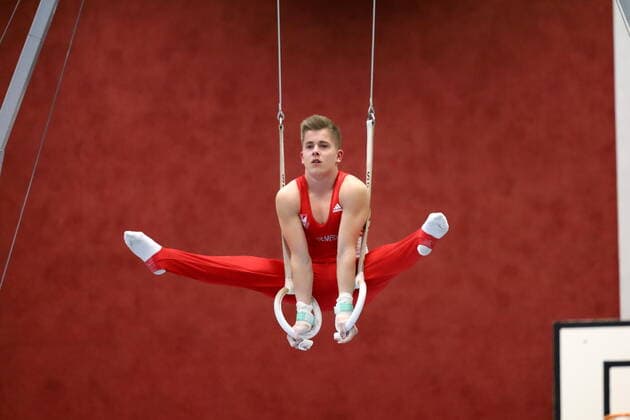 Willi Leonhard Binder (SC Cottbus) an den Ringen 6. Wettkampftag der DTL 1. Bundesliga SC Cottbus - KTV Straubenhardt 35-23 in Forst Lausitz *** Willi Leonhard Binder SC Cottbus at the rings 6 day of competition of the DTL 1 Bundesliga SC Cottbus KTV Straubenhardt 35 23 in Forst Lausitz