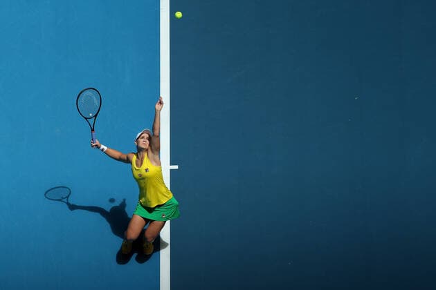 TENNIS FED CUP FINAL, Ash Barty of Australia in action during her match against on day 2 of the Fed Cup Final tennis competition between Australia and France at RAC Arena in Perth, Sunday, November 10, 2019. ( NO ARCHIVING, EDITORIAL USE ONLY, NO USE IN BOOKS WITHOUT CONSENT PERTH WA AUSTRALIA  Copyright: xRICHARDxWAINWRIGHTx 20191110001431832716