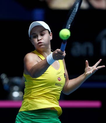 TENNIS FED CUP FINAL, Ash Barty of Australia in action during her match against Kristina Mladenovic of France on day 2 of the Fed Cup Final tennis competition between Australia and France at RAC Arena in Perth, Saturday, November 10, 2019. ( NO ARCHIVING, EDITORIAL USE ONLY, NO USE IN BOOKS WITHOUT CONSENT PERTH WA AUSTRALIA  Copyright: xGARYxDAYx 20191110001431833683