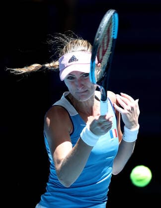 TENNIS FED CUP FINAL, Kristina Mladenovic of France in action during her match against Ash Barty of Australia on day 2 of the Fed Cup Final tennis competition between Australia and France at RAC Arena in Perth, Saturday, November 10, 2019. ( NO ARCHIVING, EDITORIAL USE ONLY, NO USE IN BOOKS WITHOUT CONSENT PERTH WA AUSTRALIA  Copyright: xGARYxDAYx 20191110001431835649