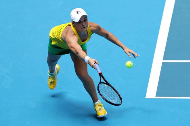 TENNIS FED CUP FINAL, Ash Barty of Australia in action during her match against Caroline Garcia of France on day 2 of the Fed Cup Final tennis competition between Australia and France at RAC Arena in Perth, Sunday, November 10, 2019. ( NO ARCHIVING, EDITORIAL USE ONLY, NO USE IN BOOKS WITHOUT CONSENT PERTH WA AUSTRALIA  Copyright: xRICHARDxWAINWRIGHTx 20191110001431849988