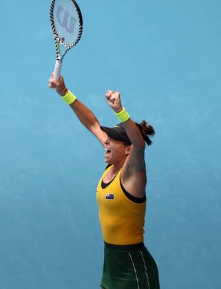 TENNIS FED CUP FINAL, Ajla Tomljanovic of Australia celebrates winning her match against Pauline Parmentier of France on day 2 of the Fed Cup Final tennis competition between Australia and France at RAC Arena in Perth, Saturday, November 10, 2019. ( NO ARCHIVING, EDITORIAL USE ONLY, NO USE IN BOOKS WITHOUT CONSENT PERTH WA AUSTRALIA  Copyright: xGARYxDAYx 20191110001431867735