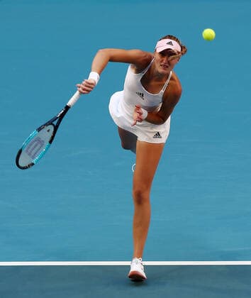 TENNIS FED CUP FINAL, Kristina Mladenovic of France in action during the doubles match against Ash Barty and Sam Stosur of Australia on day 2 of the Fed Cup Final tennis competition between Australia and France at RAC Arena in Perth, Saturday, November 10, 2019. ( NO ARCHIVING, EDITORIAL USE ONLY, NO USE IN BOOKS WITHOUT CONSENT PERTH WA AUSTRALIA  Copyright: xGARYxDAYx 20191110001431872719